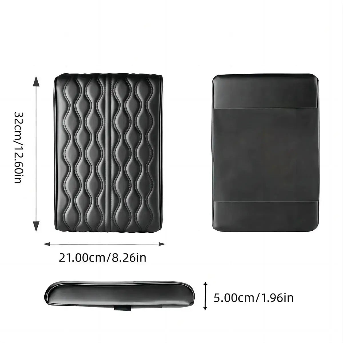 Wave Embroider PU Leather Car Armrest Mat Center Console Arm Rest Protection Cushion Auto Armrests Storage Box Cover Pad