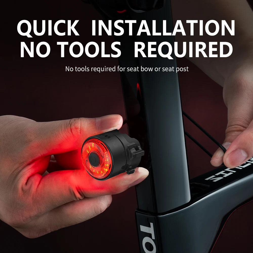 Bicycle Smart Auto Brake Sensing Light Type C Charging LED Cycling Taillight Bike Rear Light Warn Bicycle Taillight