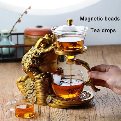 Glass Teapot Cute Deer Automatic Tea Maker Purer Oolong 6 Teacup Household Tea Set Holder Base Gift For Friend