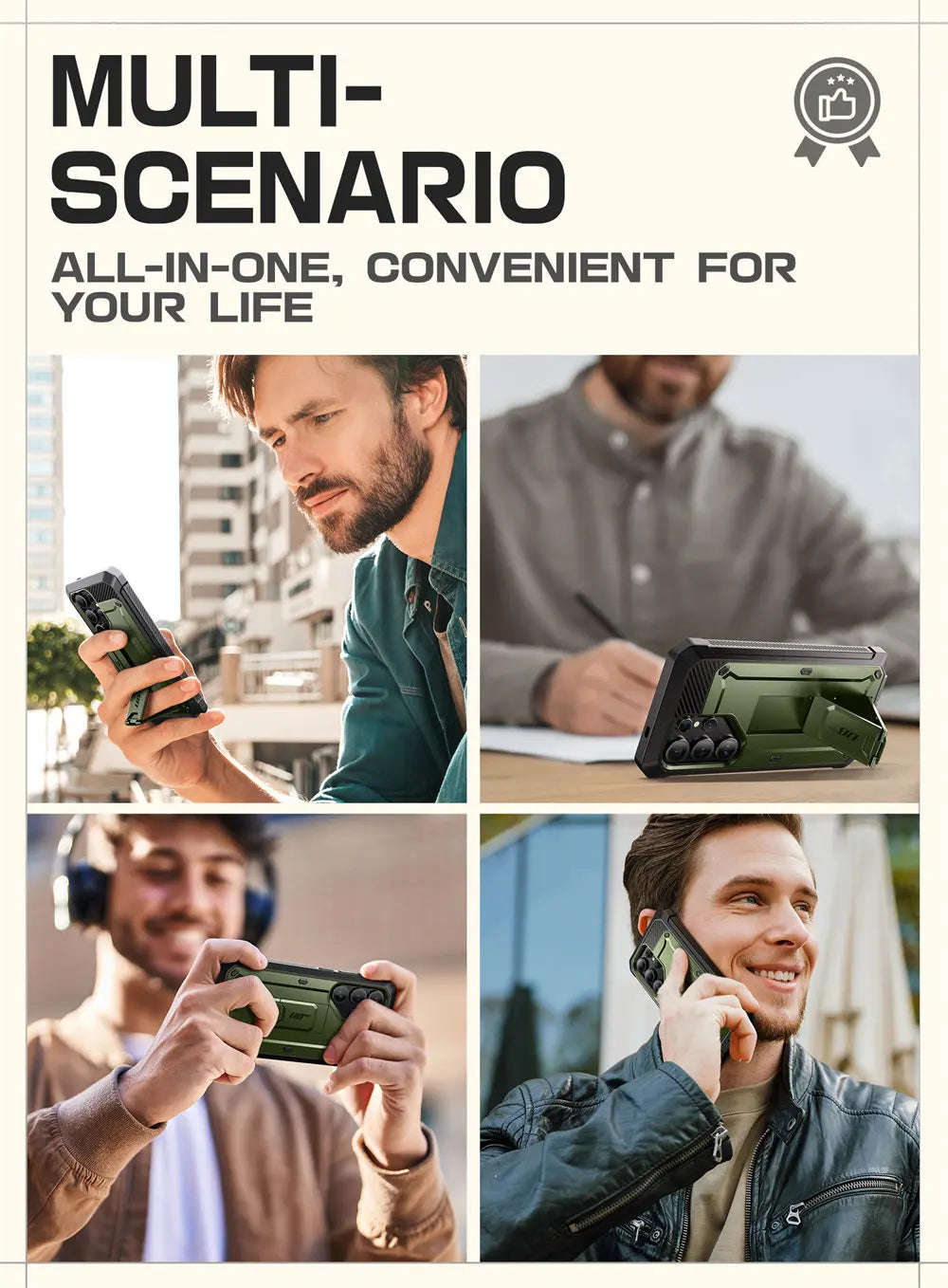 For Samsung Galaxy S25 Ultra Case UB Pro Full-Body Dual Layer Rugged Belt-Clip Phone Case with Built-in Screen Protector