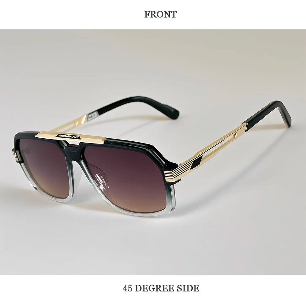 Square Metal Frame Sunglasses With UV400 Protection