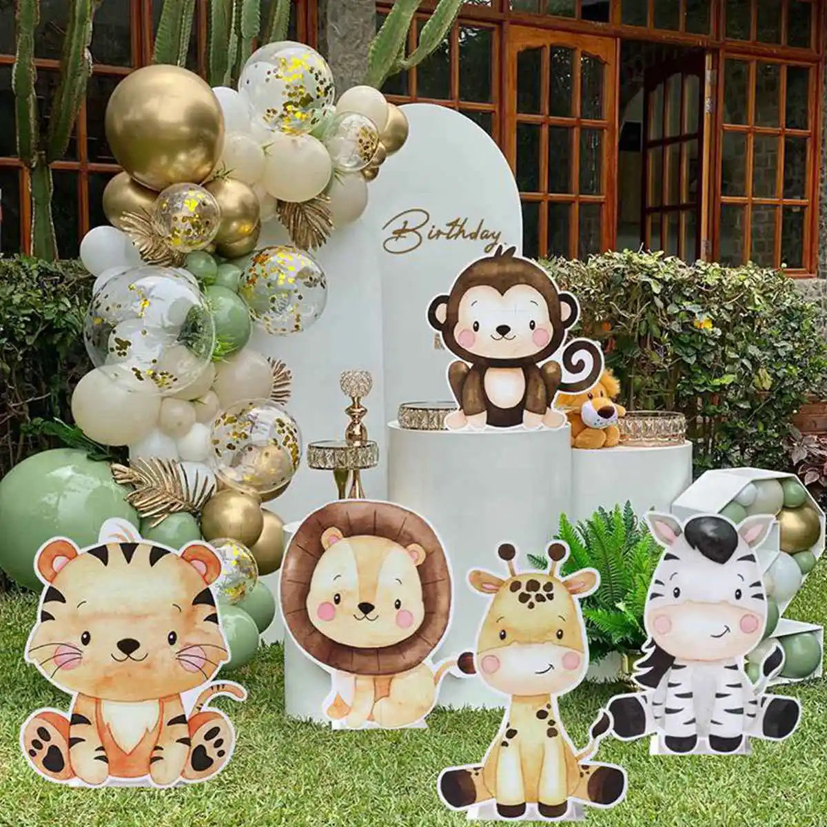 70cm Big Jungle Animal Party Stand Ornament Safari Happy Birthday Party Decoration Kids Jungle Woodland Party Decor Baby Shower