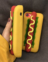 INS Cute Cartoon Funny Hot Dog Sausage 3D Vivid Phone Case For iPhone 16 15 14 13 Pro Max Plus Creative Soft Back Cover