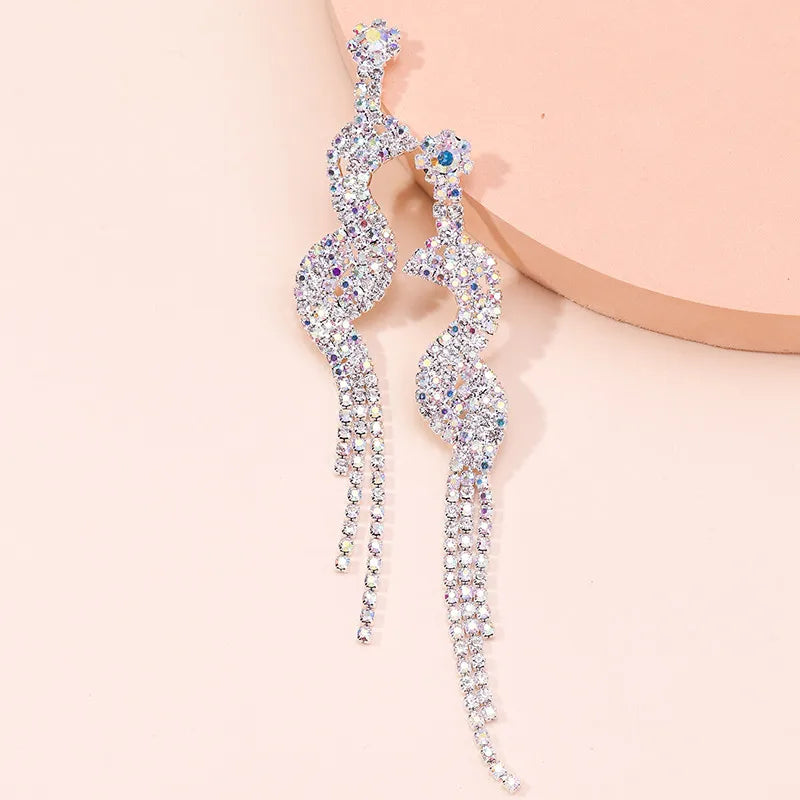 Luxury Crystal Peacock Earrings Big Zircon Statement Earrings Engagement Wedding Party Jewelry