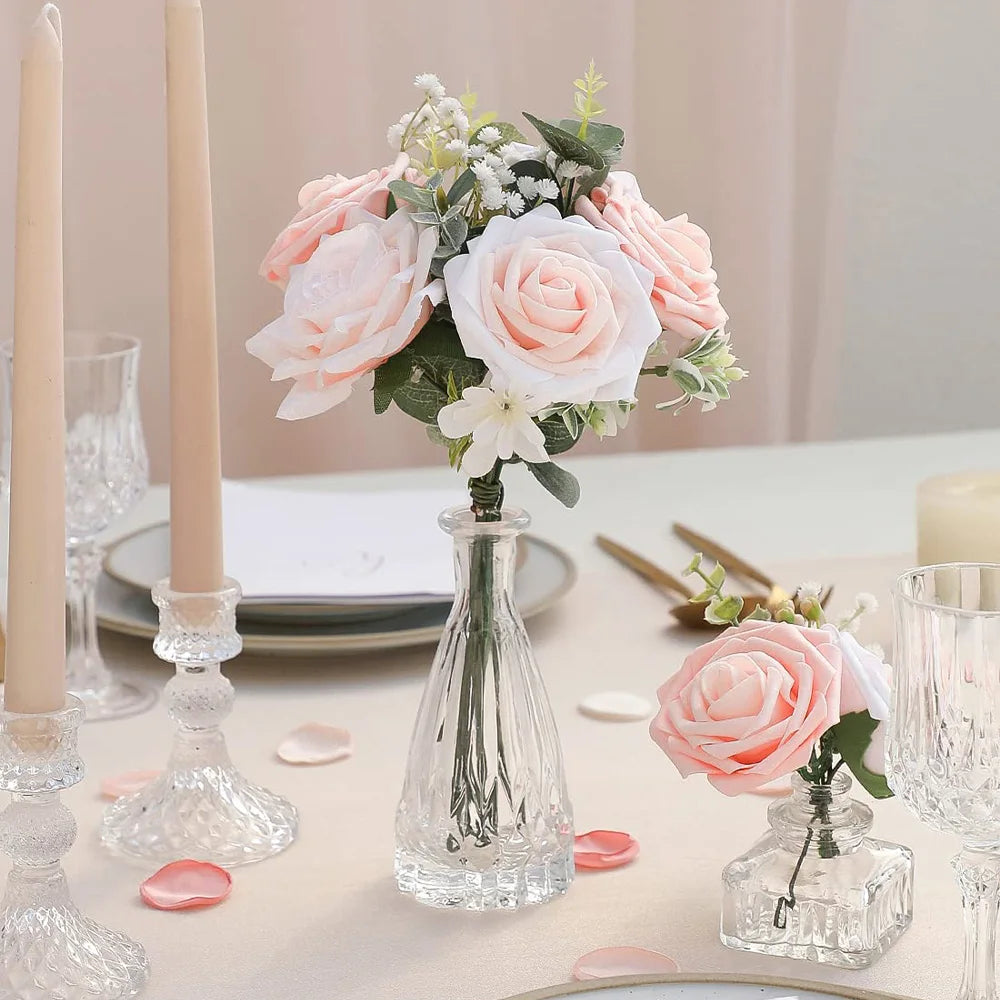 25pcs Artificial Flowers PE Foam Roses W/stem for DIY Wedding Bouquets Centerpieces Christmas Party Arrangement Home Decoration