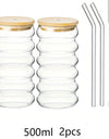 1/2pcs Beverage Glasses With Straws Glass Cups clear Ripple Drinking Glasses for Juice Beer Wine Champagne Cocktail 350/500ml