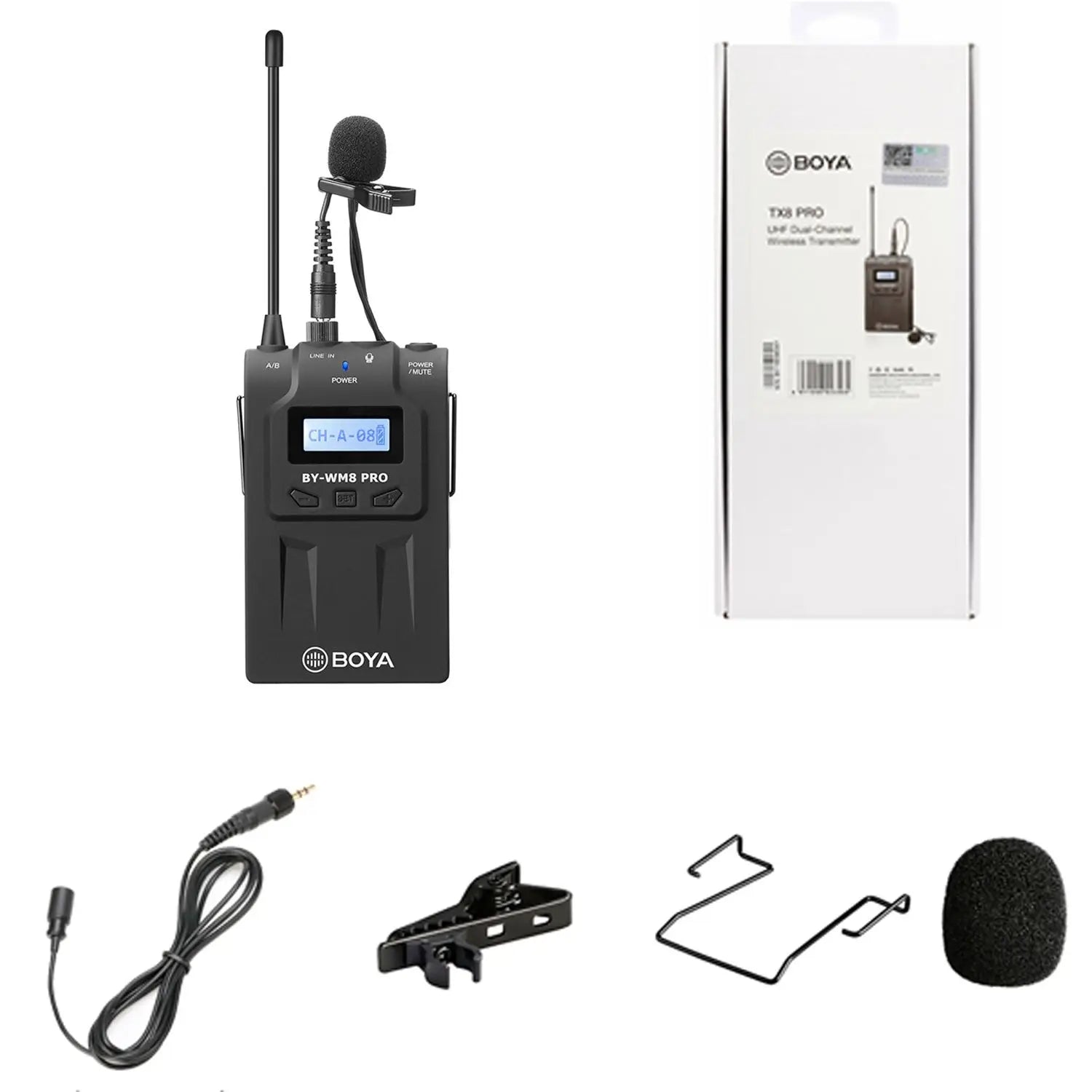 BY-WM8 PRO UHF Wireless Lavalier Lapel Microphone for iPhone Android DSLR Cameras PC Computer Interview Youtube Streaming