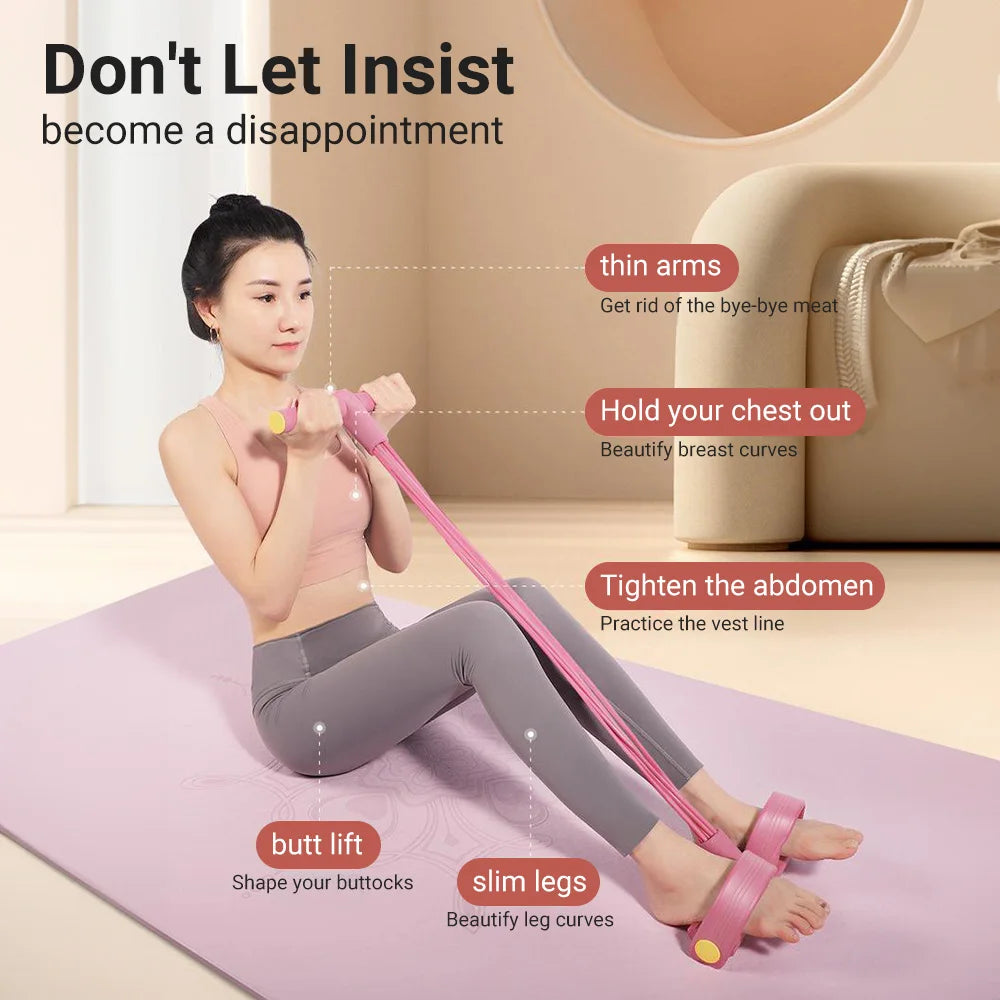 6-Tube Resistance Bands Yoga Pedal Puller Abdomen Waist Arm Training Elastic Pull Rope fitness Exercise At Home