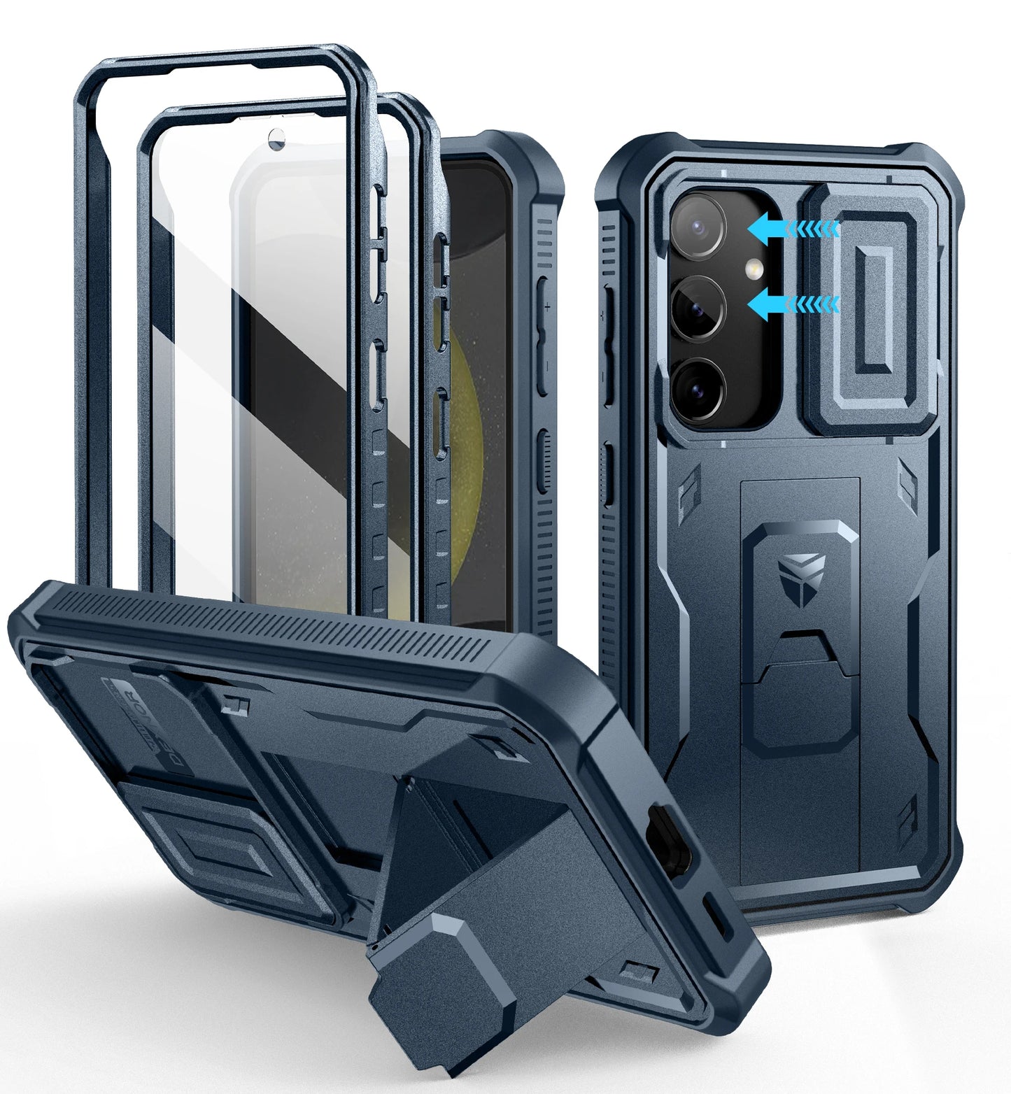 For Samsung Galaxy S24 Case 6.2 inch with Built-in Slide Camera Cover Full Body Rugged Case Built-in Screen Protector Kickstand