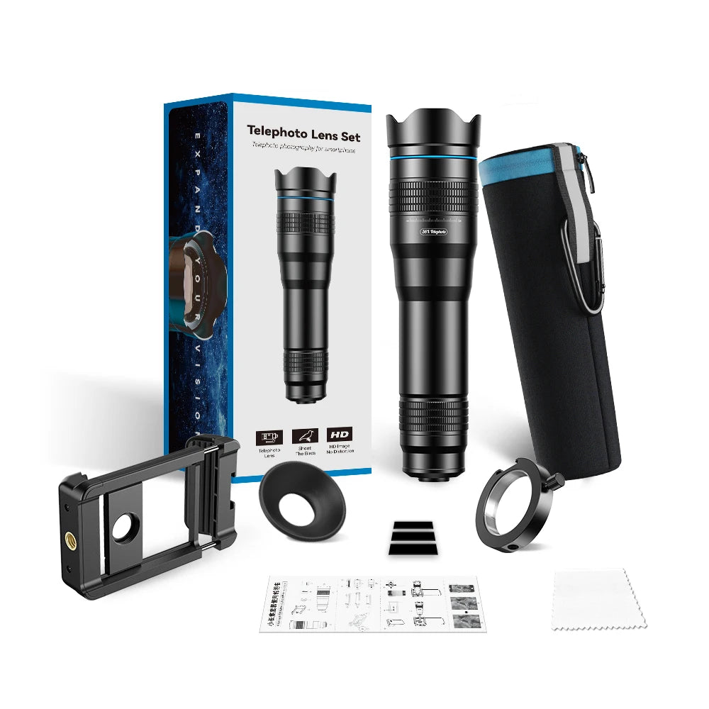 36X Smartphone Telephoto Monocular Lens with Universal Clip
