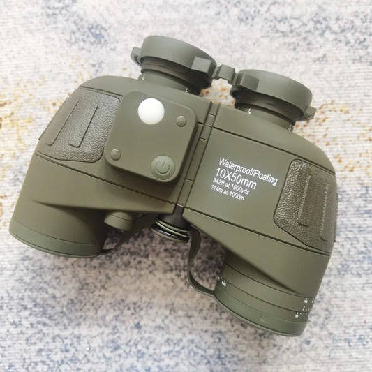 Binoculars 10x50 Professional Powerful Telescope Marine Waterproof With Compass Rangefinder Hunting Hiking Camping Navigation