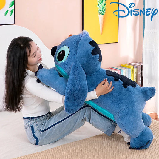Giant 100cm Disney Stitch Plush Stuffed Doll Blue Kawaii Cartoon Animal Sofa Sleeping Soft Pillow Toys Girls Birthday Gift