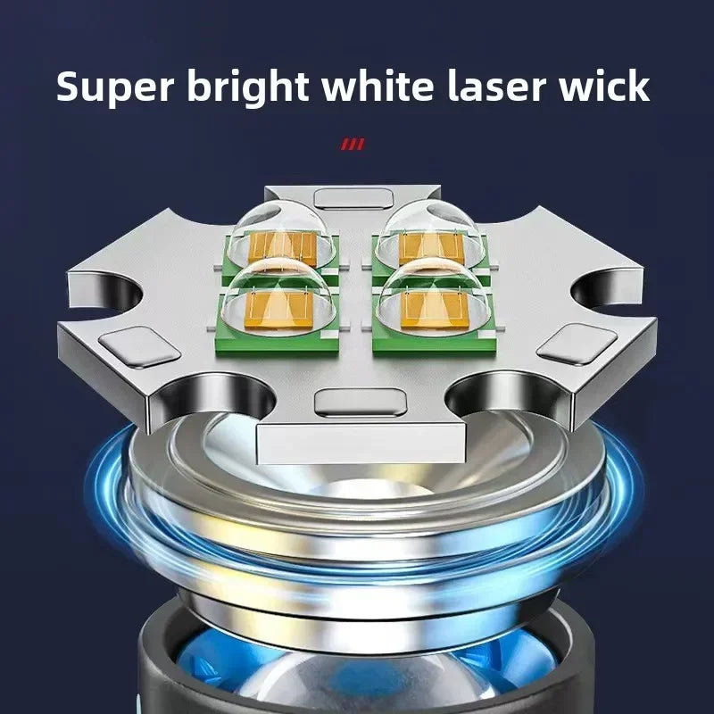 High Power 4 LED Light Source Rechargeable Tactical Flashlight with Zoom Waterproof Aluminum Alloy Camping Lantern