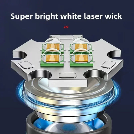 High Power 4 LED Light Source Rechargeable Tactical Flashlight with Zoom Waterproof Aluminum Alloy Camping Lantern