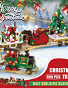 Merry Christmas Train Santa Claus Sleigh Carriage Christmas Tree Building Blocks Assembly Bricks Toys 's Xmas Gifts