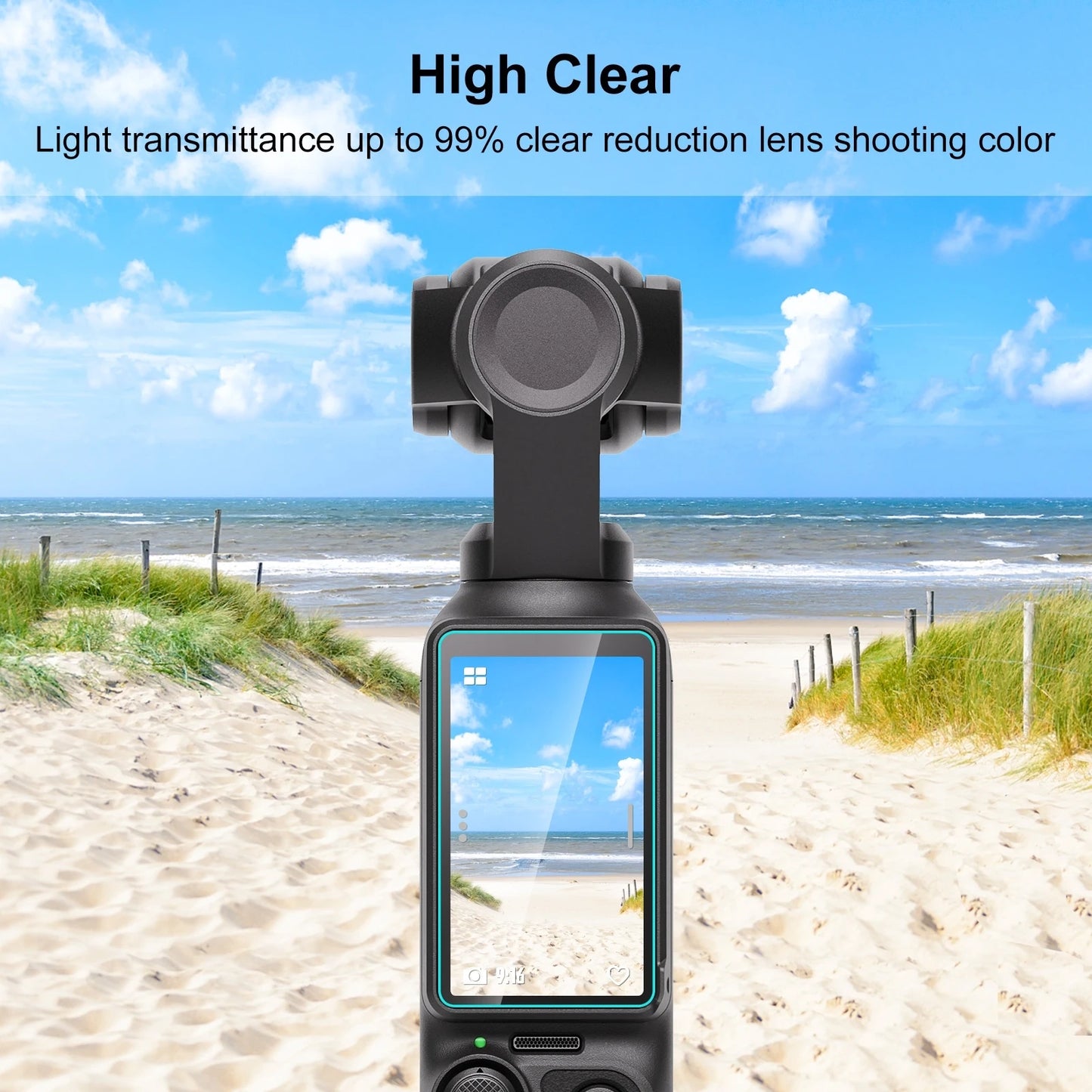 For DJI OSMO Pocket 3 9H 2.5D HD Tempered Glass Lens Protector + Screen Film