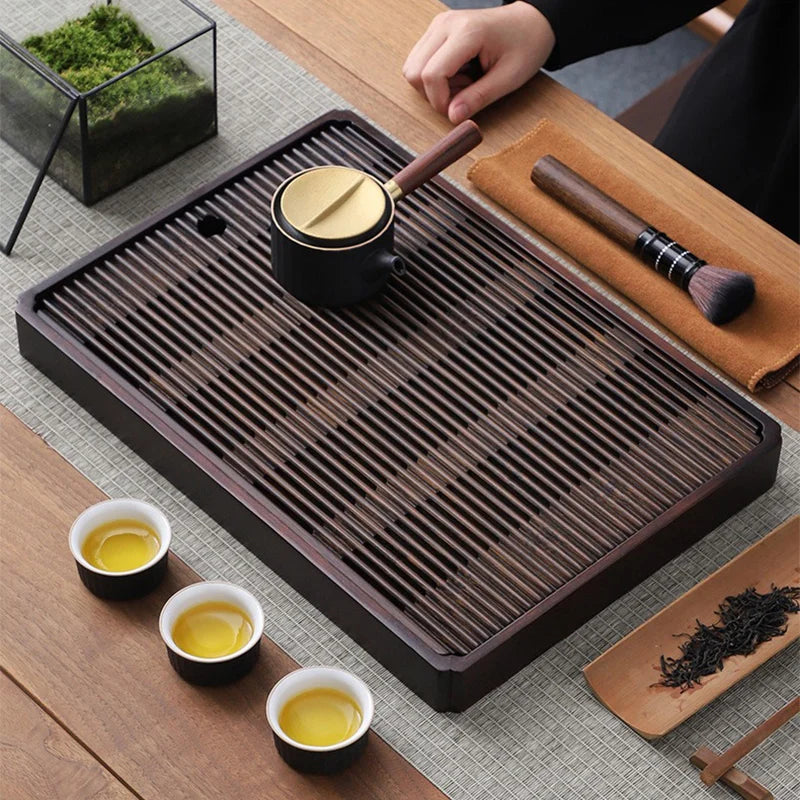 Chinese Natural Bamboo Tea Tray Water Storage Kung Fu Tea Set Simple Rectangular Tea Board Tea Storage Tray