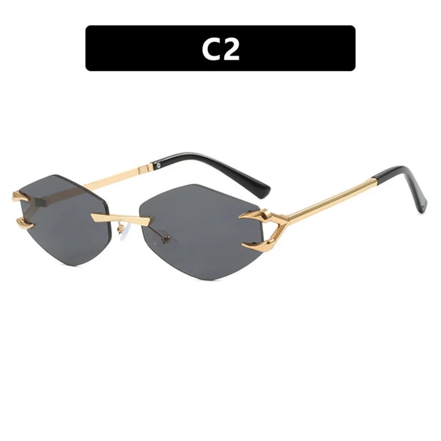 Sunglasses Personalized Frameless Glasses Polygonal Sun Glasses Casual Hip-Hop Trendy Outdoors Eyeglasses Men UV400