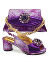 Purple Shoe and Bag Set for Party in Women  African Shoe and Bags Set for Party Elegant Rhinestone Wedding Shoes Bride