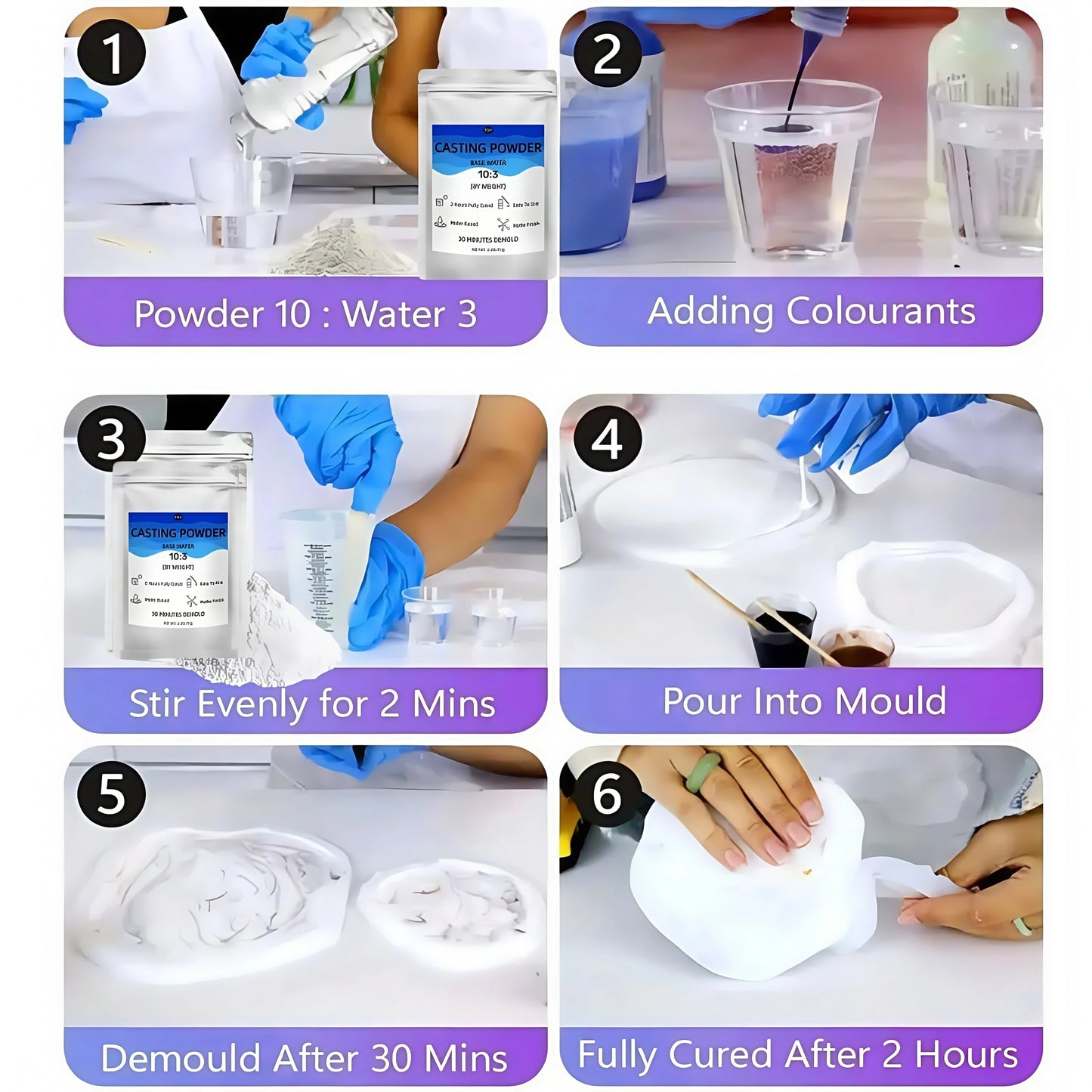 Resin Casting Powder, DIY Casting Molds , Fine White Plaster for Jewelry Casting & DIY Crafts Mixable Art Molding Compound