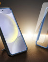 Bulit-in Ring Holder Case for Samsung Galaxy S24 with Tempered Glass Screen Protector Sliding Camera Cover Rugged Phone Case