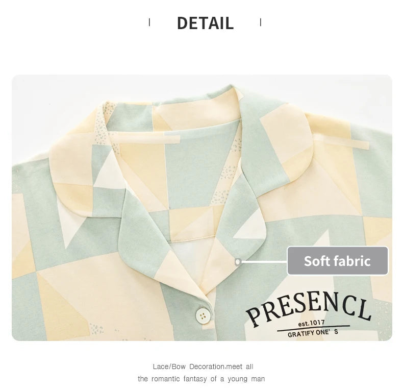 Women’s Winter 100% Cotton Pajama Set – Loose Fit, Turn-Down Collar, Long Sleeves, Cute Pink