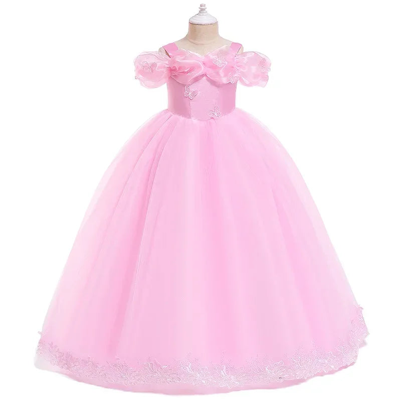 12 10 Yrs Girls Party Dresses Blue Butterfly Gala Prom Gown for Children Kids Formal Events Costume Birthday Princess Clothes