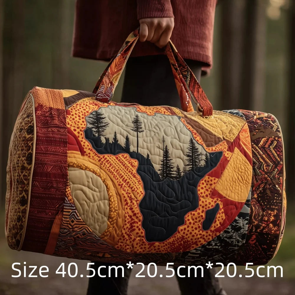 3D Quilted Africa Travel Bag for Women Boho Weekender Bag with African Women Map Print Carry on Luggage Unique Festival Bags