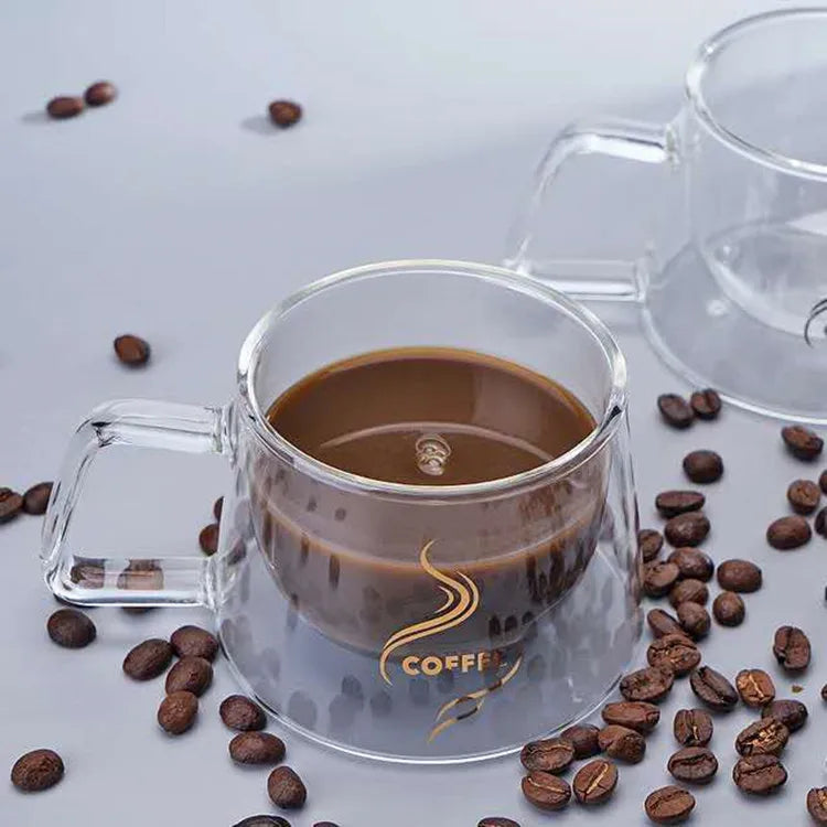 200ml Double Wall Glass Coffee Mug Heat-resistant Espresso Cup Thermo Insulated Cup For Latte Cappuccino Tea Drinkware Set