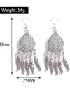 Statement Bohemian Vintage Ethnic Big Round Drop Earring Long Carved Flowers Drop Earrings For Women