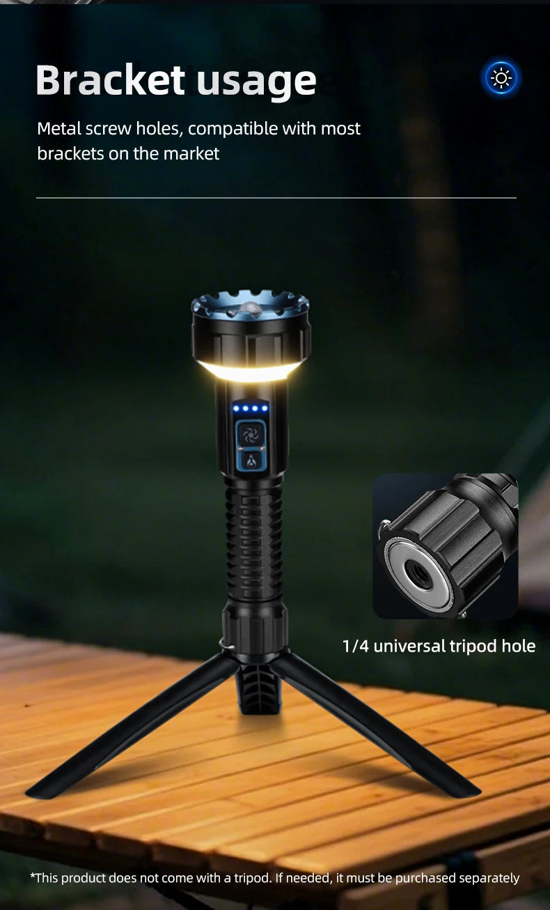 30W 1 Plus 8 LED Rechargeable Camping Flashlight
