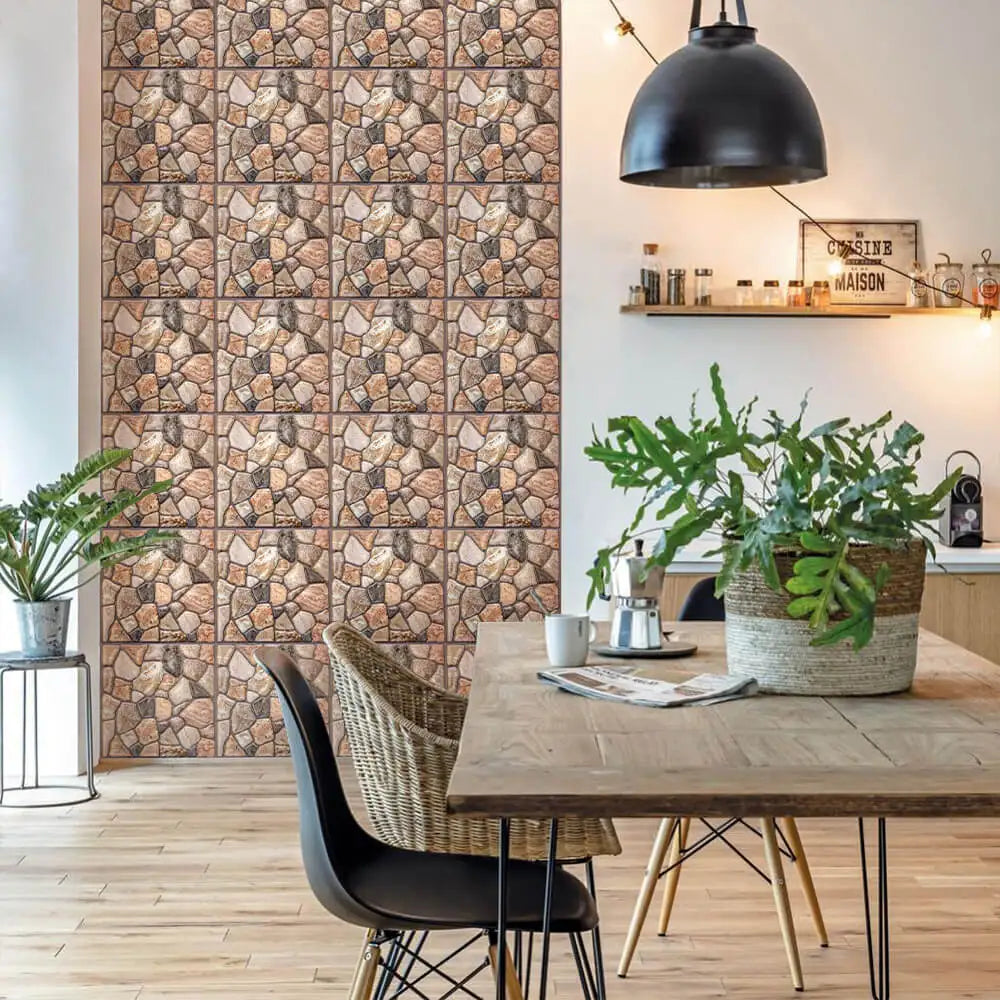 10pcs 3D Tile Sticker Self-adhesive Faux Stone Wall Panel Peel and Stick Kitchen Tile Backsplash Bathroom Wall Tile Sticker