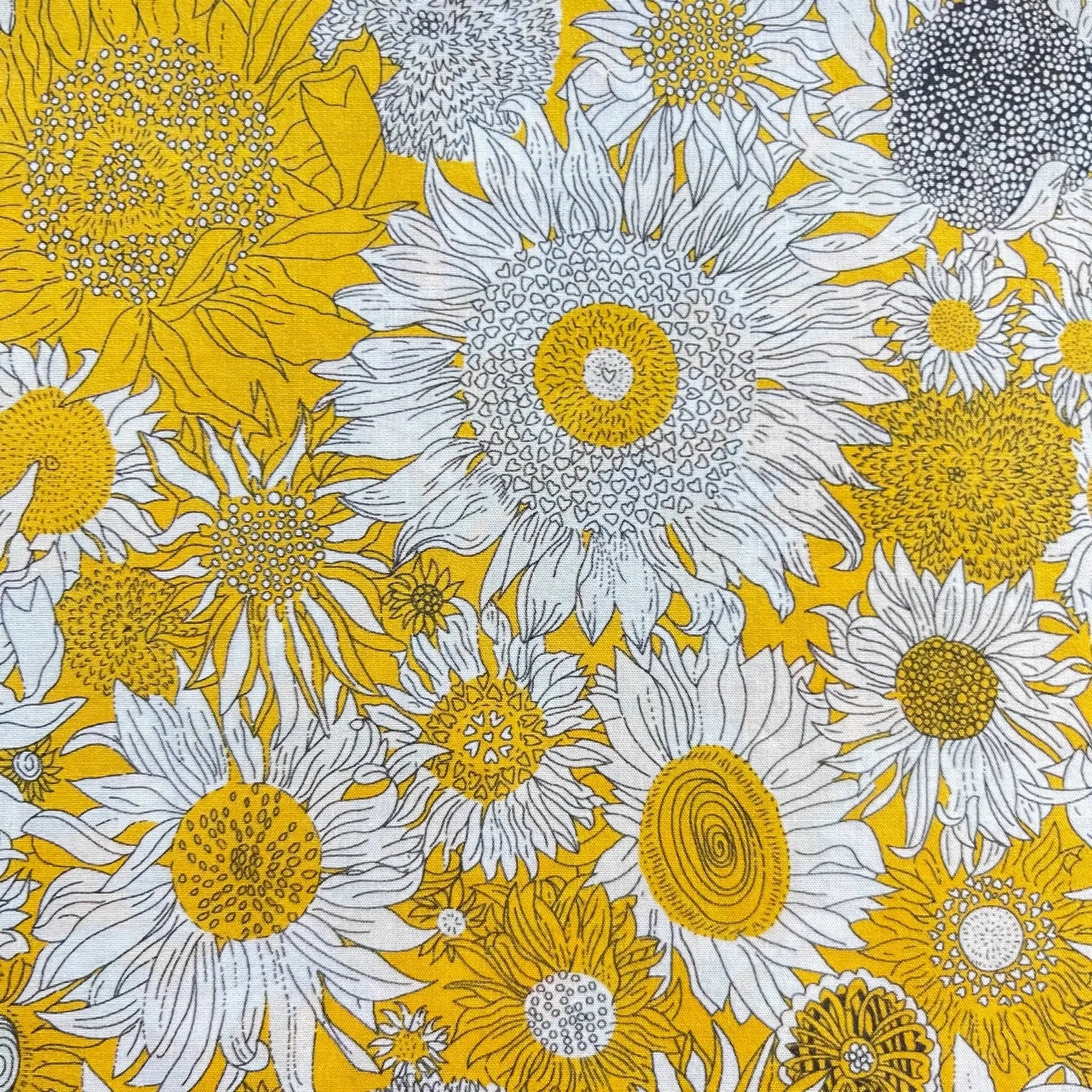 1/2/5M 100%Combed Cotton Poplin Digital Printing 80S Like Liberty Small sus sun flower Sewing Dress Clothing Handmade DIY Cloth