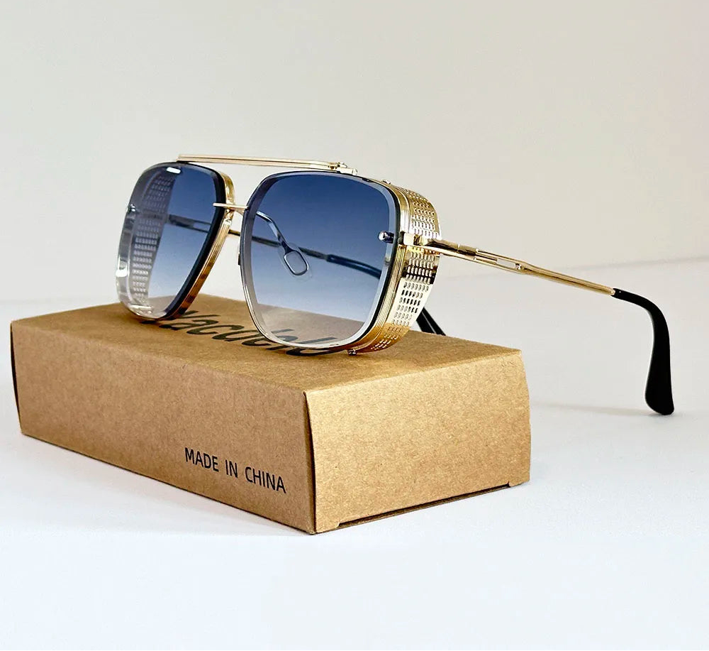 Steampunk Square Sunglasses With UV400 Protection