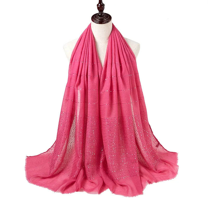 Cotton Hijabs Scarf Muslim Islamic Headscarf For Women Lady Soft Cotton Linen Tassel Sequins Islamic Hijab Shawl Wraps