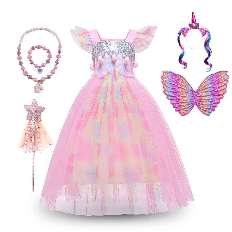 Mermaid Princess Cosplay Dress for Girls Carnival Birthday Party Costume