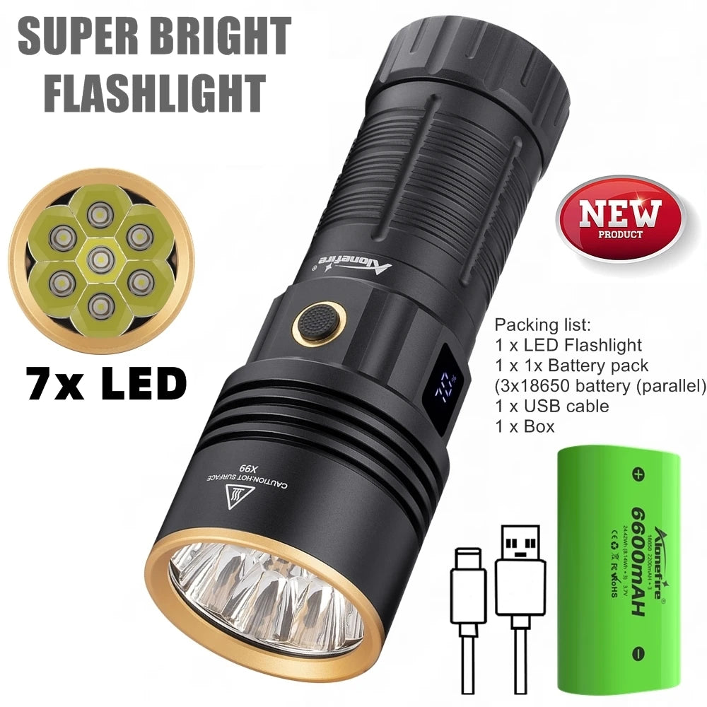 140W 7 LED High Power Rechargeable Flashlight