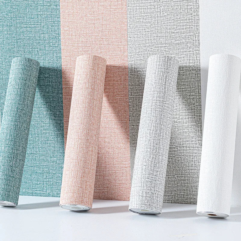 50cmX2.8/5/10m Linen Solid Color 3D Thickened Waterproof Foam Self-adhesive Background Wall Renovation Wallpaper Wall Stickers