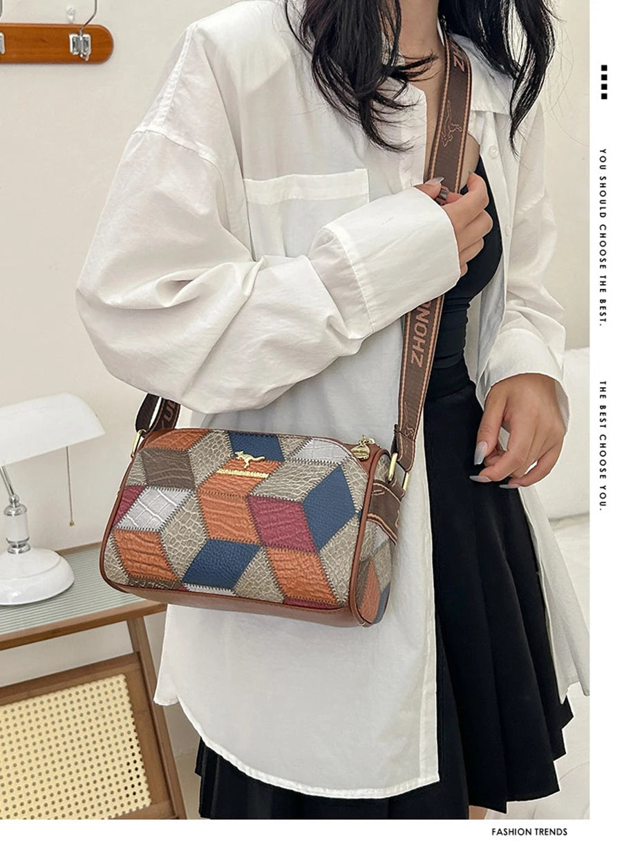 Splicing Shoulder Bag Soft Leather Female Wallet Crossbody Bag Messenger Bags Luxury Designer