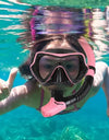 Snorkel Mask Set Silicone Swimming Goggles Diving Training Kit Dry Top Colorful Len Wide View Tempered Glass Anti-Leak Adults
