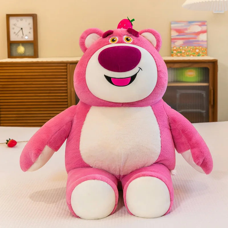 80cm Kawaii Strawberry Bear Plush Toy Bia Size Lotso Stuffed Doll Large Soft Animal Kids Birthday Gift for Girls and Children