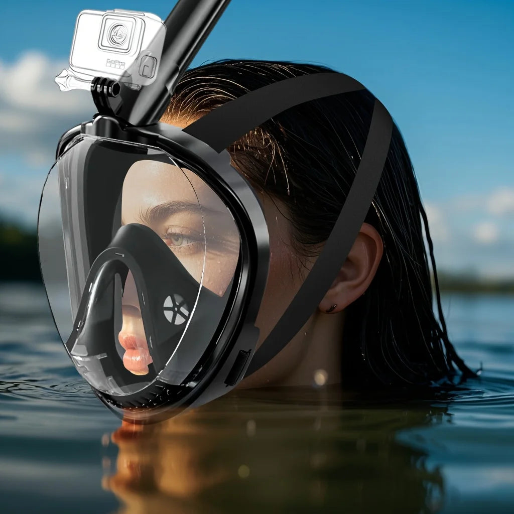 Professional Full Face Snorkeling Swimming Diving Mask Wide View Anti-Fog Anti-Leak for Adult with Detachable Camera Mount
