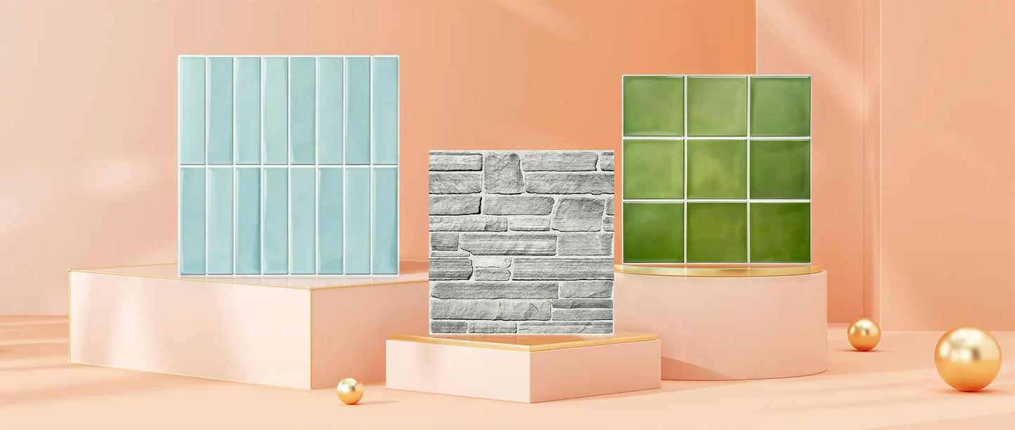 10pcs 3D Faux Stone Wall Panels Peel and Stick Wall Tiles Decorative 3D Wall Sticker Self-adhesive Wall Tile Sticker