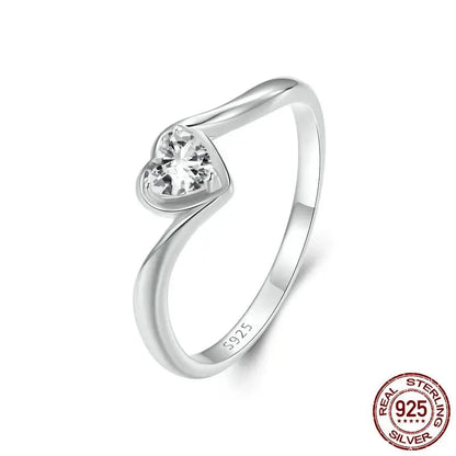 Heart Moissanite Ring For Women Forever Love Diamond Cut 925 Sterling Silver Promise Rings