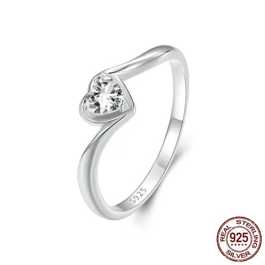 Heart Moissanite Ring For Women Forever Love Diamond Cut 925 Sterling Silver Promise Rings