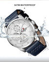 Luxury Waterproof 24 hour Date Quartz Watch Man Fashion Leather Sport Wrist Watch Men Clock