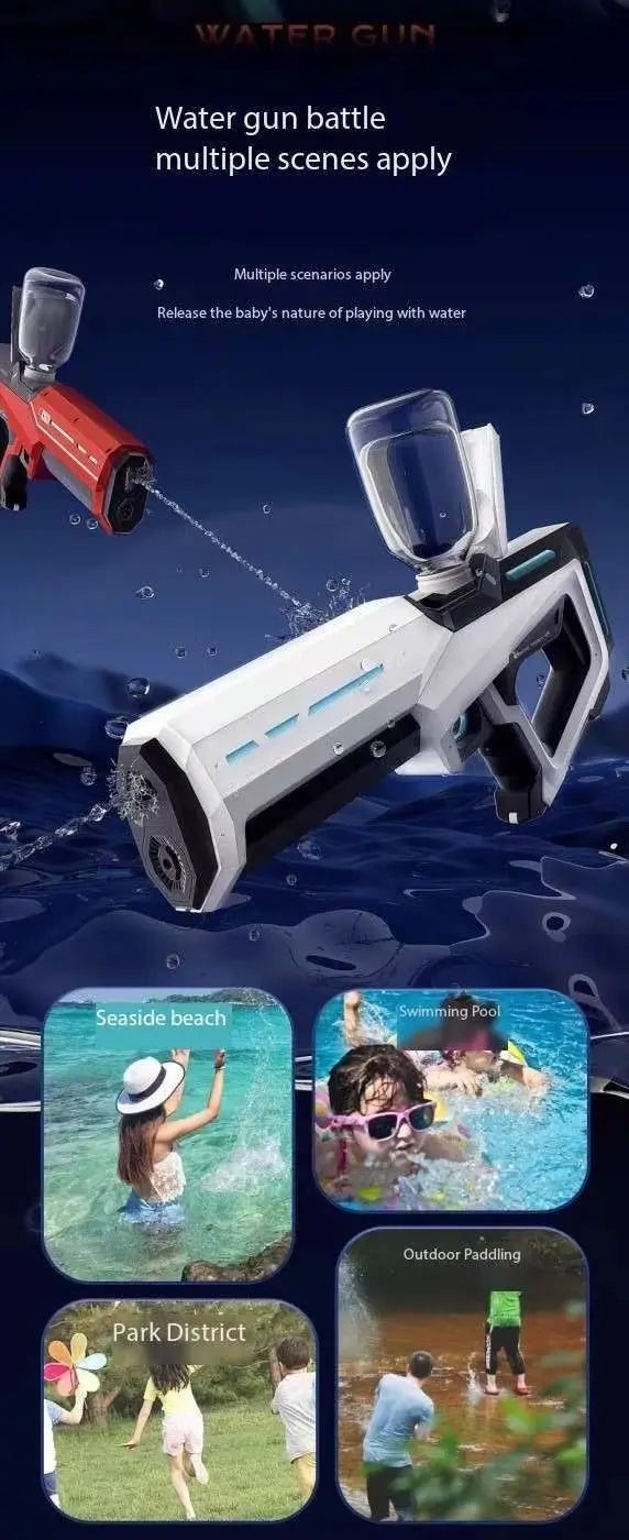Electric Automatic Suction Water Gun Rechargeable Water Blaster for Outdoor Beach and Pool Activities