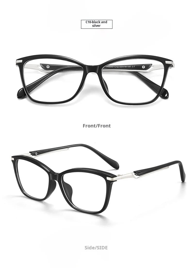 Retro Square Cat Eye Lightweight TR90 Eyeglasses Frames for Women