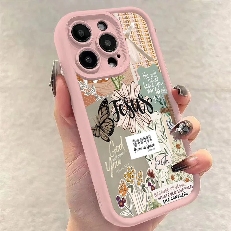 Jesus Collage Pattern Thick Shockproof Phone Case For iPhone 17 16 Pro Max Air 16E 15 14 Cover
