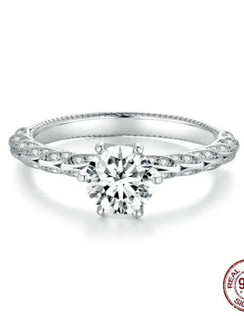 Moissanite Jewelry Real 925 Sterling Silver 1 CT Twist Rings for Women Engagement Luxury Band Ring